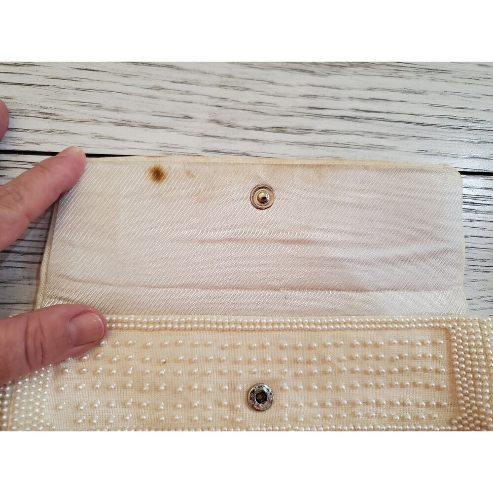 Emson Off-White Beaded Evening Wear Clutch Made in Japan Vintage - Picture 4 of 9